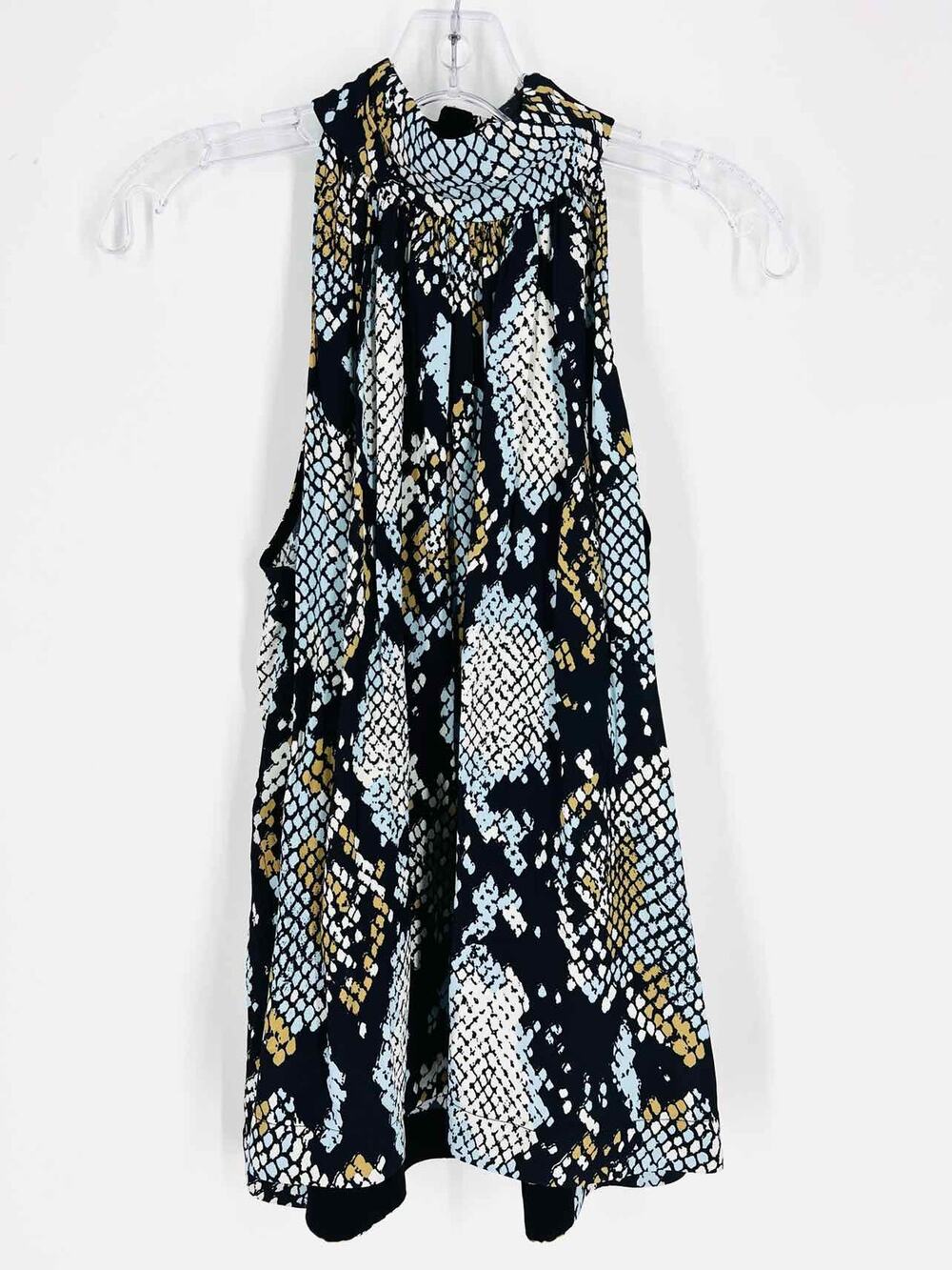 Proenza Schoulder Size 4 Bk/Wh/Bl High Neck Reptile NEW Designer Top-Sleeveless